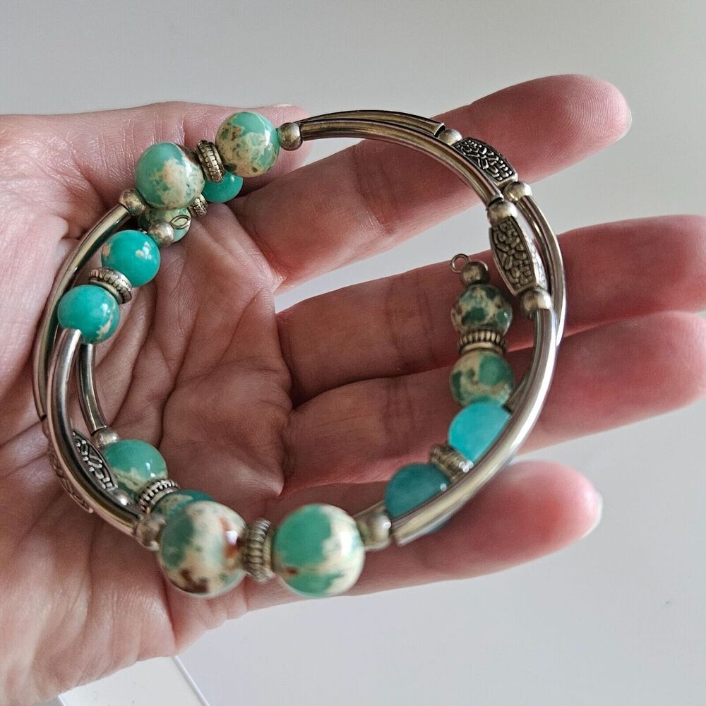 Silver tone layered wrap bracelet - Picture 4 of 13